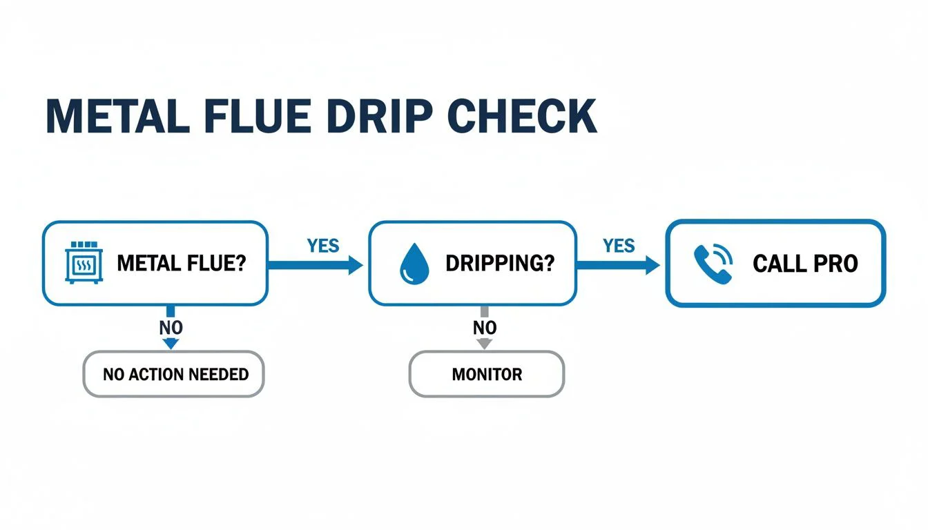 Metal flue drip check